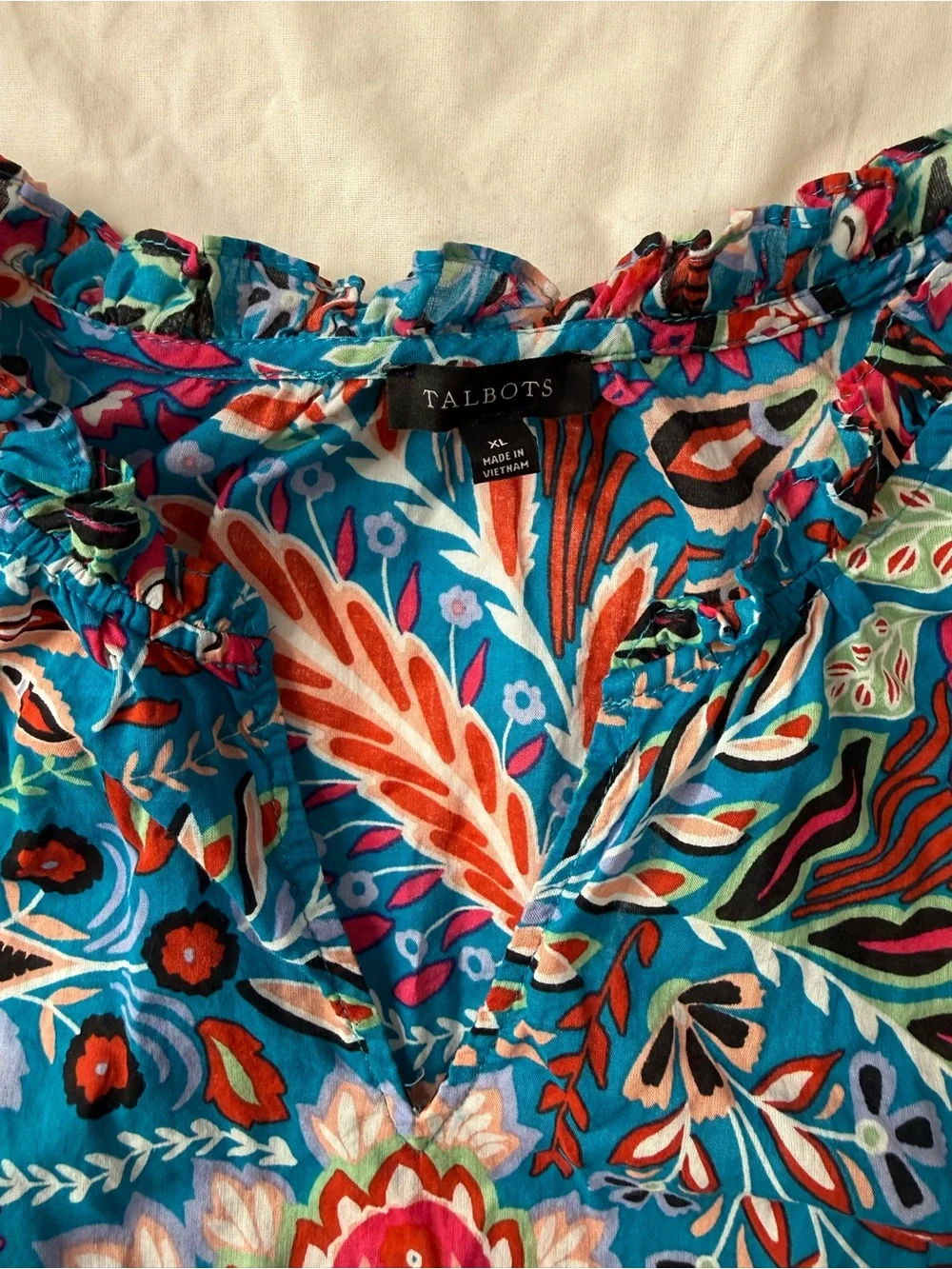 Talbots XL Paisley Botanical Cotton Poplin Matching Set Blouse Skirt